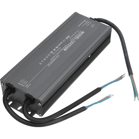 Alimentation étanche LED 250W IP67, transformateur 12V 20.8A, tension constante AC170-265V, driver étanche pour bandeaux lumineux, usage extérieur. (1/5)