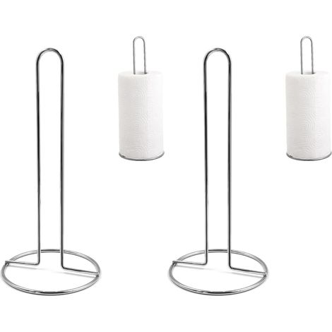 Lot de 2 Porte-essuie-tout Métal 32 cm Base Stable Comptoir Cuisine Gris (1/5)