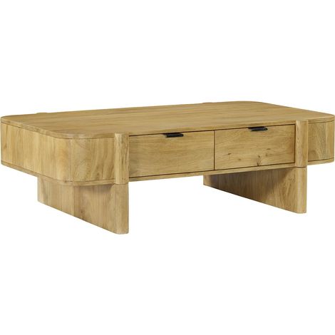 Tavolino 2 cassetti in legno di Mango Naturale chiaro - MELYRAN (1/4)
