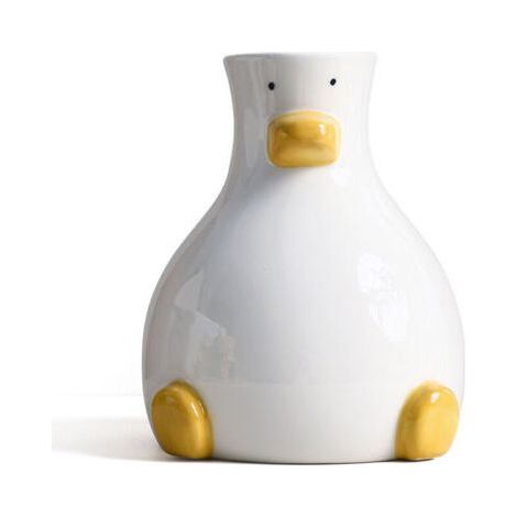 Vase à fleurs blanc moderne orné d'un canard original, Décoration de table ronde et esthétique, Vase artistique 20cm (1/4)