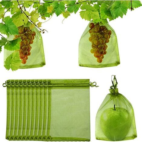 Packung mit 100 Schutzhüllen für Obstbäume, Gartensäcke, Isoliersäcke mit Kordelzug, 1015 cm (1/5)