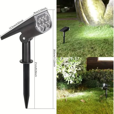 (7 LED blanches) Projecteur solaire d'extérieur étanche pour éclairage paysager de jardin, allée et jardin. (1/5)