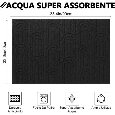 – Felpudo antideslizante de 60 x 90 cm – Felpudo lavable para uso interior y exterior – Bordes reforzados para uso intensivo – Color negro (1/3)