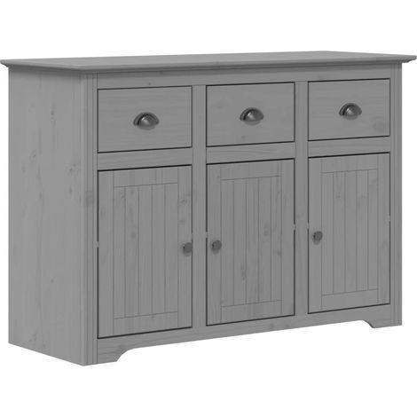 Credenza buffet cassettiera mobile contenitore organizer cucina soggiorno soggiorno BODO 115,5 x 44 x 80 cm legno massello di pino grigio 020030804