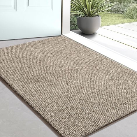 Felpudo de entrada de 50×80 cm, color blanco roto, lavable y antideslizante, ideal para perros, cocina y baño.