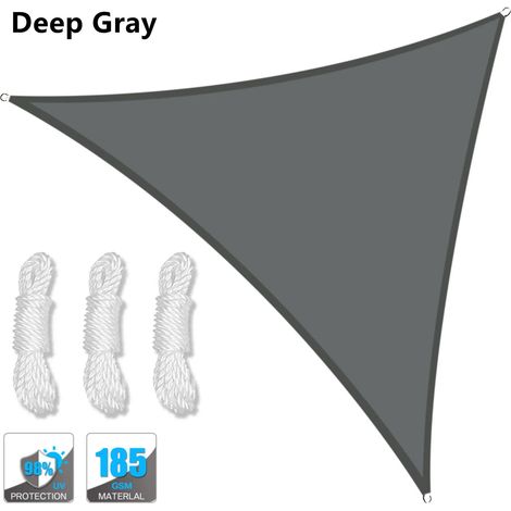 (Gris foncé, 250 x 250 x 250 cm) Auvent triangulaire imperméable, pergola d'extérieur, voile d'ombrage pour terrasse de jardin et piscine (1/5)