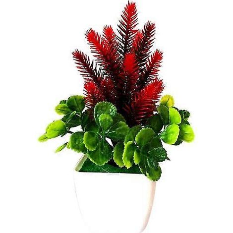 plante artificielle en pot, type bonsaï, pour salon, bureau ou jardin. Décoration pour bureau ou salon.rouge (1/5)
