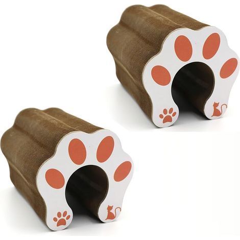 Lot de 2 Générique Jouet Interactif pour Chat en Carton Accordéon Pliant avec Boule à Clochette, Griffoir et Piste d'Aventure, Jouet en Carton Intérieur (1/5)