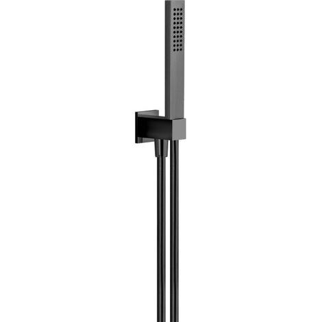 Kit douchette carrée avec support prise d'eau et flexible noir - THEWA KI057NE