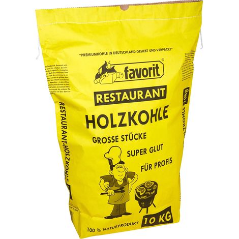 Favorit Charcoal 10 kg (In puro legno duro, granulometria extra-large, lunga durata di combustione, carbonella di qualità da ristorante) (1/2)