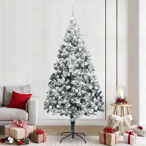 vidaXL Sapin de Noël artificiel Blanc 240 cm PVC, Acier et Plastique (1/5)