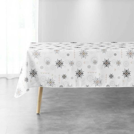 Nappe Imprimée "Enchante" 150x240cm Blanc (1/2)