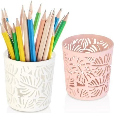 2 pièces Pot Crayon Rond Support de Rangement pour pinceaux cosmétiques Pot à Crayons Bureau Porte Stylo Porte-stylos pour Le Bureau (1/4)