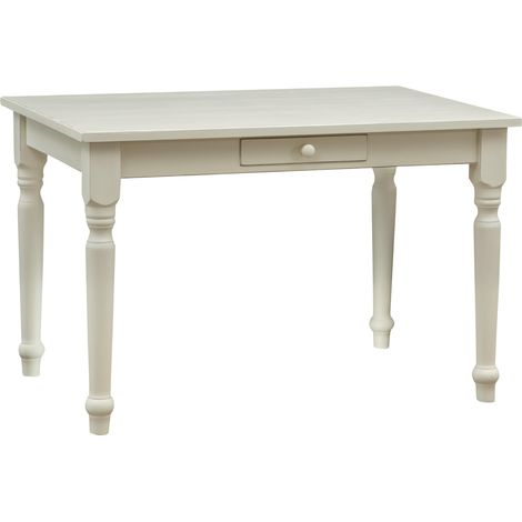 Country-style solid lime wood antiqued white finish W120XDP80XH80 cm sized writing table. Made in Italy