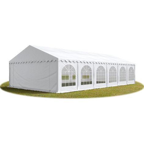 TOOLPORT Festzelt Partyzelt 5x12 m PREMIUM, hochwertige PVC Plane 750 N in weiß 100% wasserdicht mit Bodenrahmen