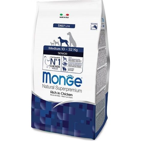 Monge Dog Natural Superpremium Senior Medium Pollo  - Monge Dog Natural Superpremium Senior Medium Pollo - Sacco Da 12 Kg
