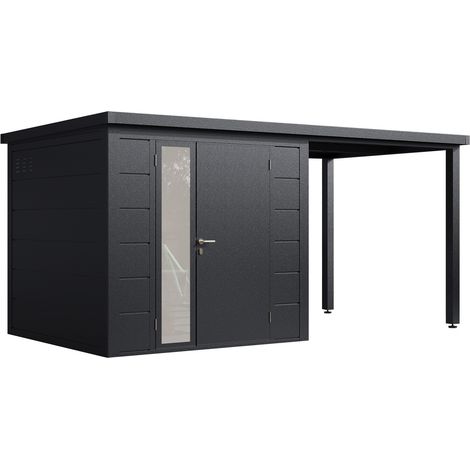 Finnhaus Wolff Metall-Gerätehaus "Linnea 4623", anthrazit, 450 x 230 cm (1/5)