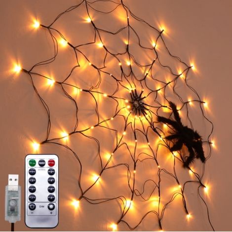Guirlande Lumineuse En Forme De Toile D Araignée - 1 m De Diamètre - 8 Niveaux De Luminosité - Décoration Halloween Intérieure - 1 Pièce (1/5)