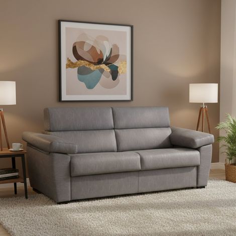 3-Sitzer Schlafsofa Pacecos, abziehbar, mit Stauraum, Made in Italy, waschbar, 225x95 cm, Grau (1/5)