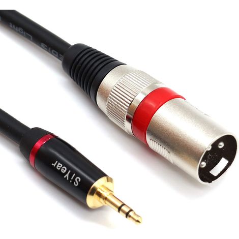 Câble d'interconnexion avec adaptateur microphone, mini jack stéréo 3,5 mm vers XLR mâle à 3 broches, déséquilibré (3 mètres) (1/5)