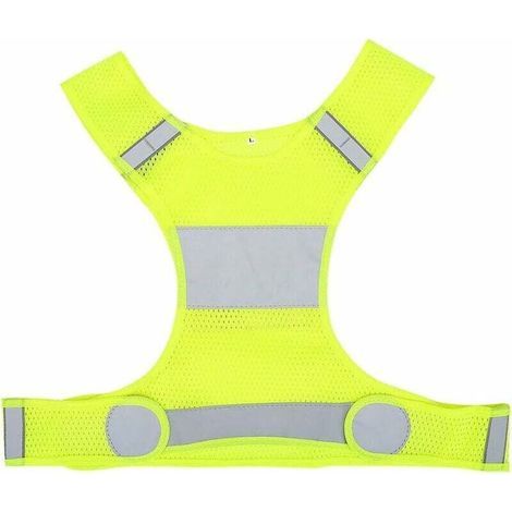 Gilet de Course Réfléchissant, Jaune Fluorescent Taille Réglable Gilet Réfléchissant Haute Visibilité Gilet de Sécurité de Course de Nuit avec Poches (1/4)