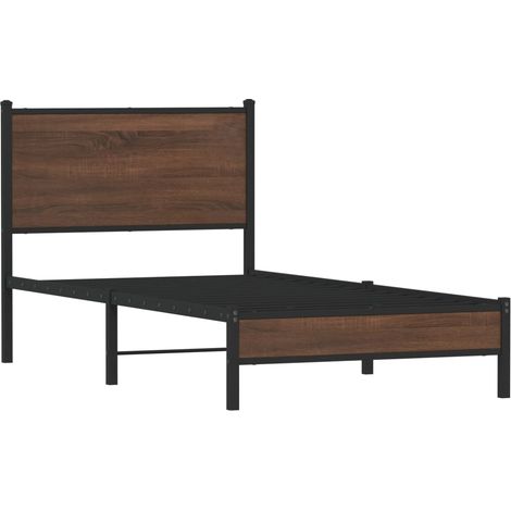 Estructura de cama sin colchón metal marrón roble 75x190 cm vidaXL (1/5)