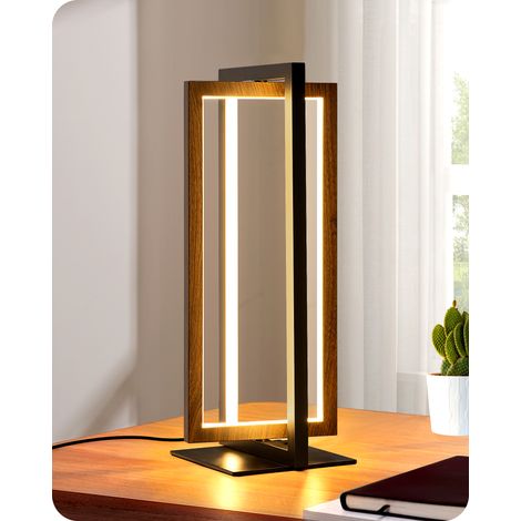 EDISHINE - Lampe à poser LED en métal - lampe de chevet 750LM dimmable - 3000K-4500K-6000K- noir noyer foncé