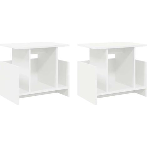 Lot de 2 meubles TV modernes avec rangement design épuré 50 x 35 x 45 cm en bois d'ingénierie blanc