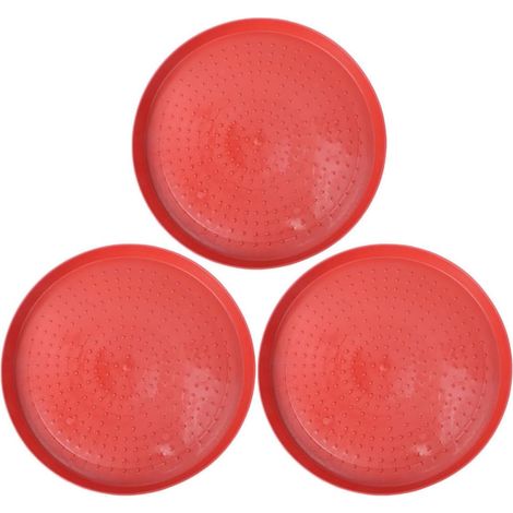 3 Pièces Mangeoire à Poussins Ronde en Plastique Rouge, Robuste Grosse Capacité, Remplissage Facile, Usage Élevage de Volailles, Convient Poulets et Autres Oiseaux (1/5)