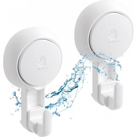 BEBUSINGOTO Ganchos de ventosa de vacío (2 unidades), potentes, sin necesidad de taladrar, para pared de baño. (1/5)