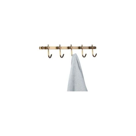 Handtuchhaken aus Messing, Wandhaken aus gebürstetem Messing, antiker Kleiderhaken, Kleiderstange mit 5 Haken, Wandhakenhalterung für Kleider - Crezuo