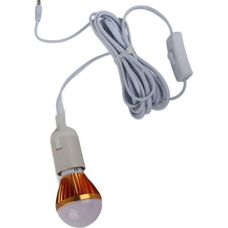 Ampoule spirale E27 avec câble CC de 3 mètres, 12 V 5 W, compatible avec les petits systèmes de contrôleur solaire. (1/5)