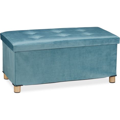 Banco de almacenamiento de terciopelo acolchado 34 x 76 x 38 cm espacio de almacenamiento versátil estilo moderno en terciopelo gris 130010921 (1/5)