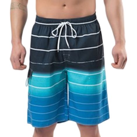Short de bain grande taille pour homme, avec poche latérale, cordon de serrage, rayé, doublure en maille, maillot de bain pour homme (1/5)