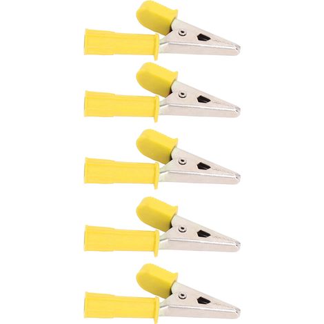 10 pinces crocodile en laiton isolé, douilles 4mm, ouverture 10mm, 20A, lot de 10, jaune J.60046 (1/5)