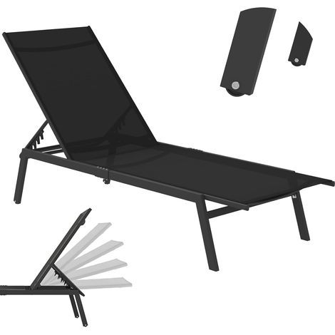 YODOLLA Chaises Longues de Jardin, Fauteuils de Détente avec Roulettes et Dossier Inclinable à 5 Positions pour Piscine, 1 Pièce (1/5)