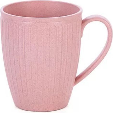 vaso de paja de trigo, asa ergonómica, antideslizante, para el hogar y la oficina, color rosa. (1/5)