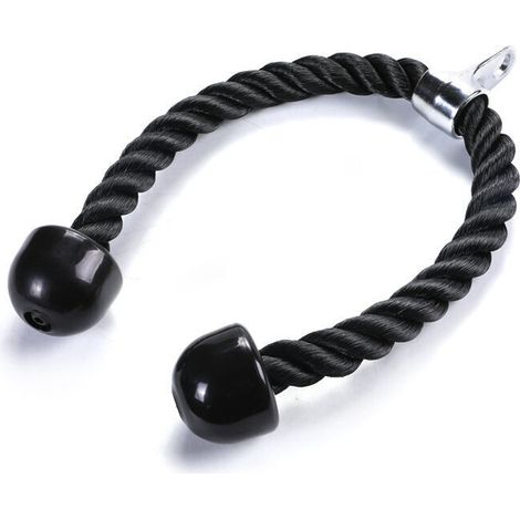 Corda per tricipiti, corda in nylon con doppia impugnatura per allenamento (1 pezzo, nero, 70 cm) (1/4)
