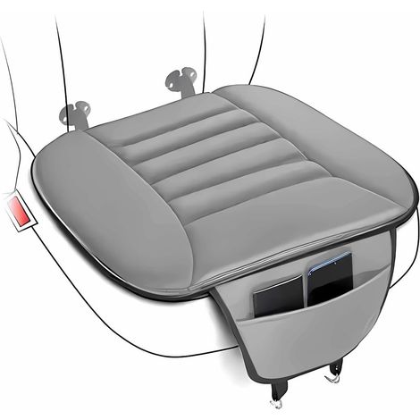 2 Piece Car Seat Cushion, Memory Foam Protection Chair, Comfortable Non-Slip Car Seat Cushion, Car Seat Cushion with Pocket, for Car Office Home Sofa (Grey) (1/5)