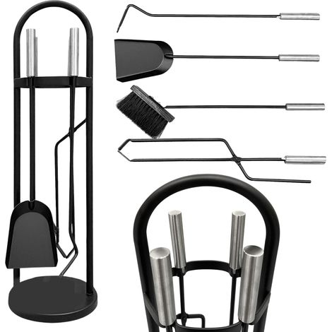 DanDiBo Kaminbesteck Modern Schwarz 5 Teilig Set 96573 Kaminset Kamingarnitur Ofenbesteck (1/5)