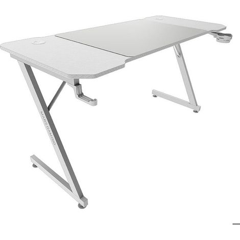 Bureau gamer - Mars Gaming - MGD-X140 - 140x60 cm - Blanc - Système de câbles intégré (1/5)