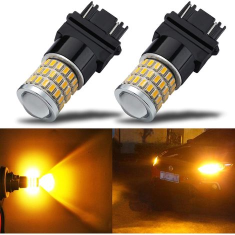 Superhelle 3157 3156 3057 4157 LED-Lampen, geringer Stromverbrauch und Projektorlinse, austauschbarer Blinker oder Standlicht hinten, bernsteingelb, zwei