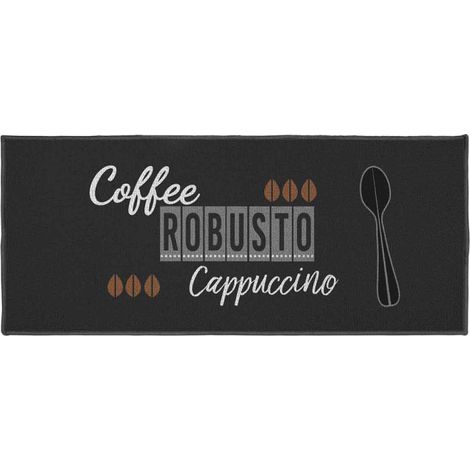 Paris Prix – Tapis de cuisine marron 50x120cm – 100% polyamide – Motif cappuccino – Finition surjet pour style moderne