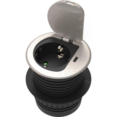 Orno Modelo elegante toma empotrable plateada 6 cm