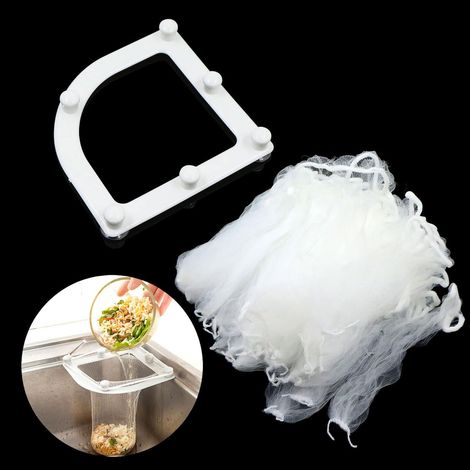 Passoire égouttoir Maille Filtre évier - Triangulaire Crépine Vidange Sac D'évier Cuisine Organisateur avec 30 Sacs à Suspendre 1 Support pour Déchets de Cuisin Anti Colmatage Restes (1/5)