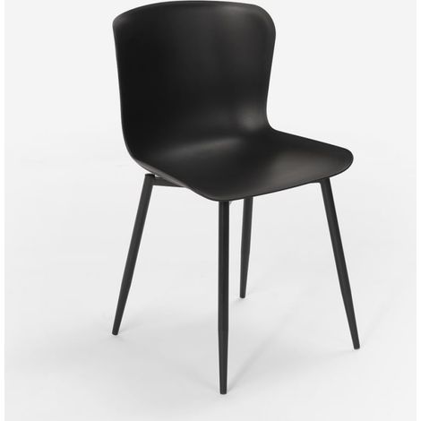 Silla de bar y cocina moderna en polipropileno y metal Chloe - Negro (1/5)
