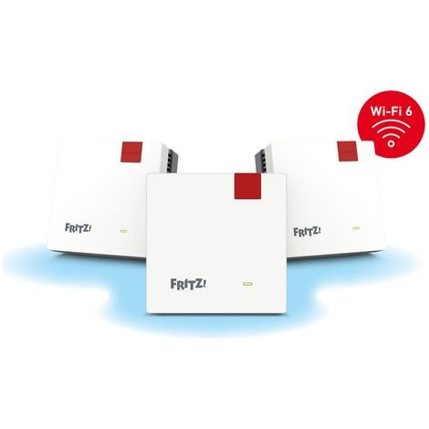 Mesh Set FRITZMESH SET 1600 3-PACK EDITION INTERNATIONAL Dual-band (2.4 GHz/5 GHz) Wi-Fi 6 (802.11ax) Rosso, Bianco Interno