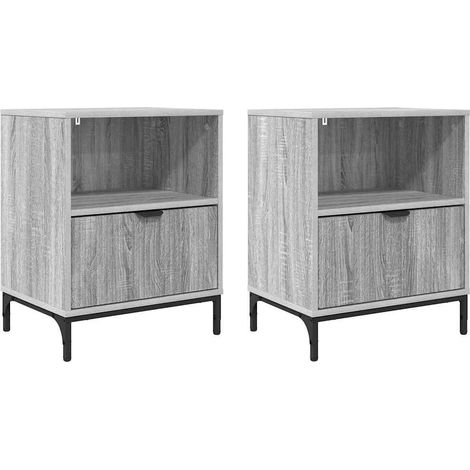Maison Exclusive - Armario de Noche con cajón 2 pcs Gris sonoma 4 (1/5)