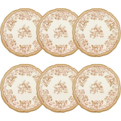 Lot de 6 assiettes plates en grès 26cm, FAUSTINE