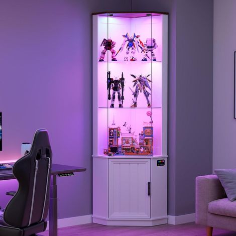 Vitrine d'angle 175cm avec éclairage LED RGB et détecteur de mouvement (1/5)